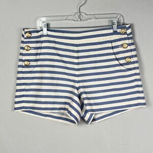 Dalia Sailor Shorts Womens 12 Striped Blue White Gold Anchor Buttons Nautical